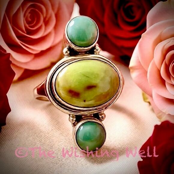 Palomino Turquoise & Larimar Artisan Ring Sterling Size 9
